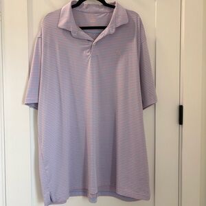 Rhoback Light Blue and Pink Striped Polo Shirt